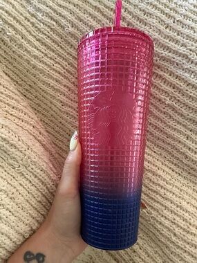 Starbucks Pink to Blue Gradient Studded Tumbler with Straw